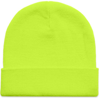AS Colour 1107F Cuff Safety Beanie - Front View | color:Safety Yellow|view:front