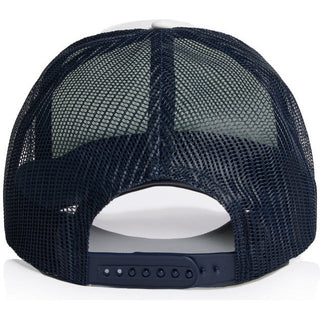 AS Colour 1163 Frame Foam Two-Tone Trucker - Back View | color:White/Navy|view:back