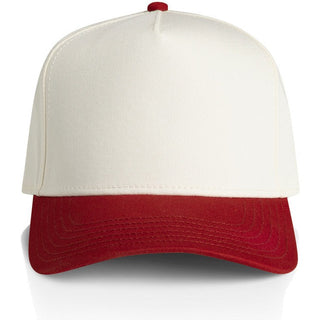 AS Colour 1165 Frame Two-Tone Cap - Front View | color:Natural/Cardinal|view:front