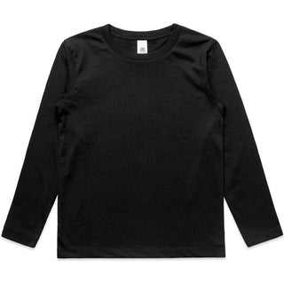AS Colour 3007 Kids Staple L/S Tee - Front View | color:Black|view:front