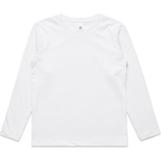 AS Colour 3007 Kids Staple L/S Tee - Front View | color:White|view:front