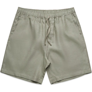 AS Colour 5919 Linen Shorts 18" - Front View | color:Eucalyptus|view:front