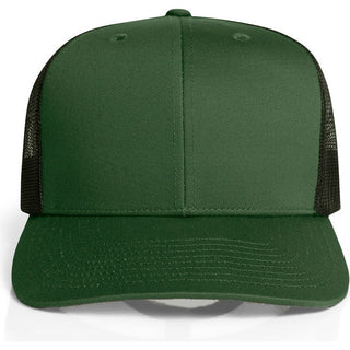 AS Colour 1191 Mesh Contrast Trucker Cap - Front View | color:Forest/Black|view:front