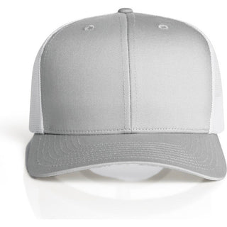 AS Colour 1191 Mesh Contrast Trucker Cap - Front View | color:Storm/White|view:front