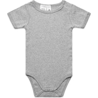 AS Colour 3003 Organic Infant Mini-Me One-Piece - Front View | color:Grey Marle|view:front