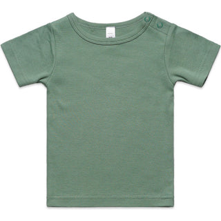AS Colour 3001 Organic Infant Wee Tee - Front View | color:Sage|view:front