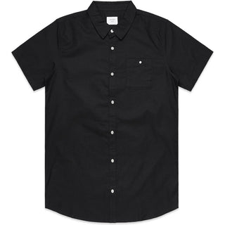 AS Colour 5407 Oxford S/S Shirt - Front View | color:Black|view:front