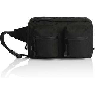 AS Colour 1025 Recycled Double Waist Bag - Front View | color:Black|view:front
