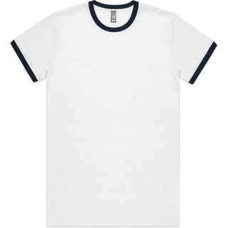 AS Colour 5053 Staple Ringer Tee - Front View | color:White/Navy|view:front