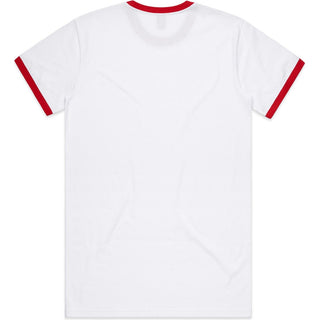 AS Colour 5053 Staple Ringer Tee - Back View | color:White/Red|view:back