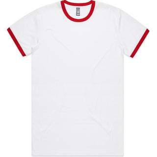 AS Colour 5053 Staple Ringer Tee - Front View | color:White/Red|view:front