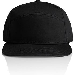 AS Colour 1184 Stock 7-Panel Cap - Front View | color:Black|view:front