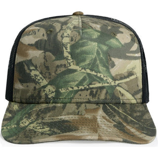 AS Colour 1110C Stock Contrast Camo Trucker - Front View | color:Tree Camo/Black|view:front