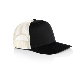 AS Colour 1110 Stock Contrast Trucker - Side view | color:Black/Ecru|view:side
