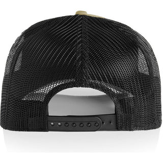 AS Colour 1110 Stock Contrast Trucker - Back View | color:Khaki/Black|view:back