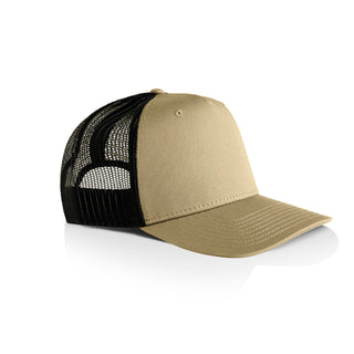 AS Colour 1110 Stock Contrast Trucker - Side view | color:Khaki/Black|view:side