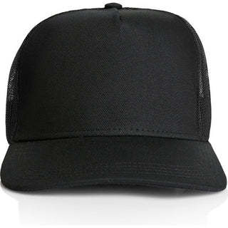 AS Colour 1108 Stock Trucker Cap - Front View | color:Black|view:front