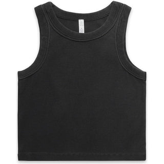 AS Colour 4035 Wo's Faded Organic Rib Crop Tank - Front View | color:Faded Black|view:front