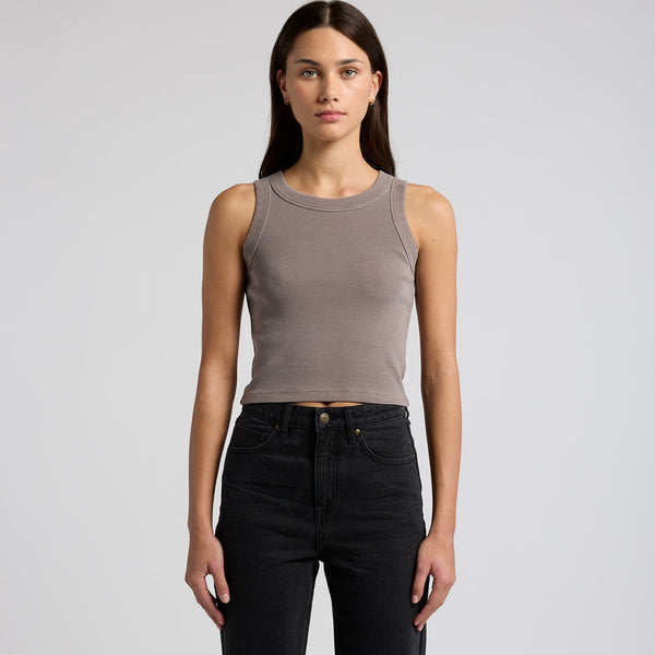 AS Colour Women's Faded Organic Rib Crop Tank | 4035 (Faded Black)
