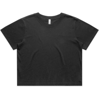 AS Colour 4089 Wo's Heavy Faded Crop Tee - Front View | color:Faded Black|view:front