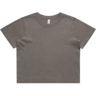 AS Colour 4089 Wo's Heavy Faded Crop Tee - Front View | color:Faded Grey|view:front