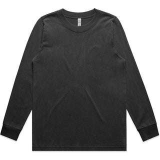 AS Colour 4083 Wo's Heavy Faded L/S Tee - Front View | color:Faded Black|view:front