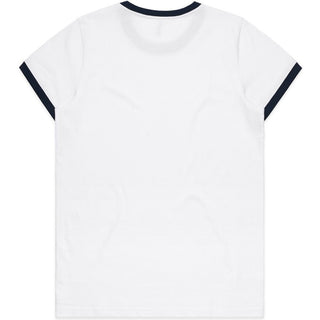 AS Colour 4053 Wo's Maple Ringer Tee - Back View | color:White/Navy|view:back