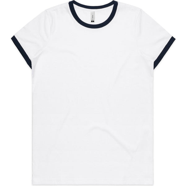AS Colour Women's Maple Ringer Tee | 4053 (White/Navy)