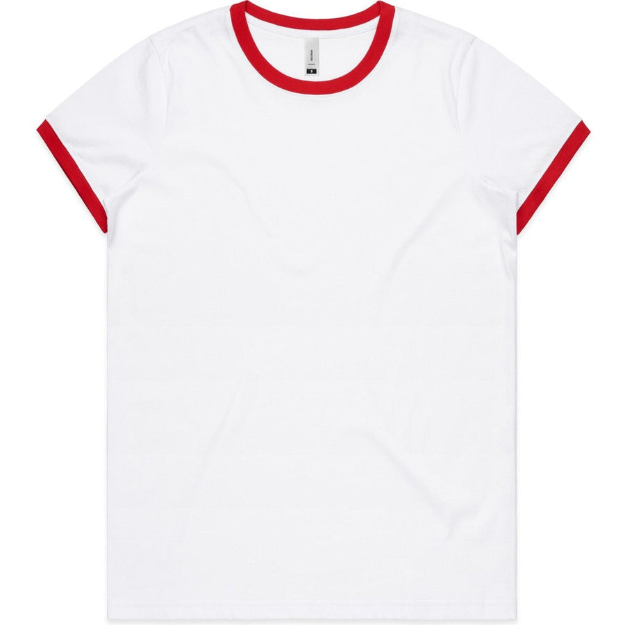 AS Colour Women's Maple Ringer Tee | 4053 (White/Red)