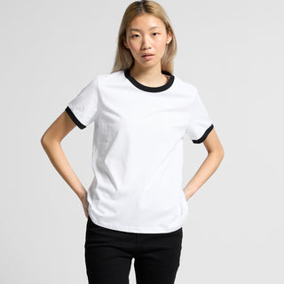 AS Colour Women's Maple Ringer Tee | 4053 (White/Red)