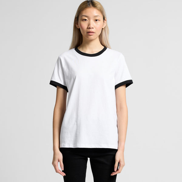 AS Colour Women's Maple Ringer Tee | 4053 (White/Navy)