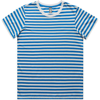 AS Colour 4037 Wo's Maple Stripe Tee - Front View | color:Natural/Mid Blue|view:front