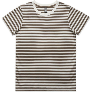 AS Colour 4037 Wo's Maple Stripe Tee - Front View | color:Natural/Walnut|view:front