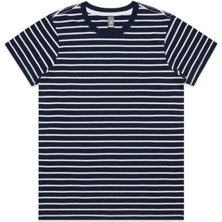 AS Colour 4037 Wo's Maple Stripe Tee - Front View | color:Navy/White|view:front