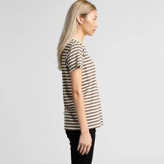 AS Colour Women's Maple Stripe Tee | 4037 (Natural/Mid Blue)