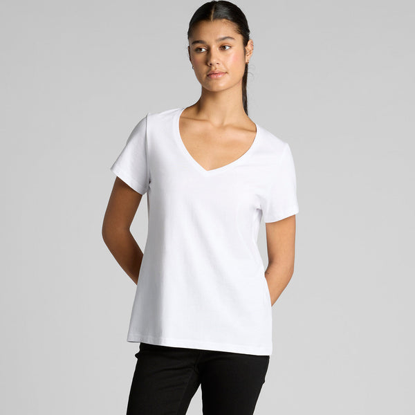 AS Colour Women's Maple V Neck Tee | 4023 (White)