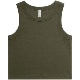 AS Colour 4064G Wo's Organic Rib Crop Tank - Front View | color:Army|view:front