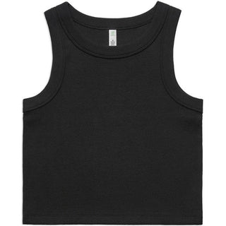AS Colour 4064G Wo's Organic Rib Crop Tank - Front View | color:Black|view:front