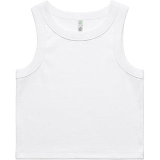 AS Colour 4064G Wo's Organic Rib Crop Tank - Front View | color:White|view:front