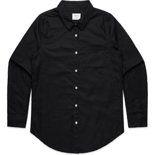 AS Colour 4401 Wo's Oxford Shirt - Front View | color:Black|view:front