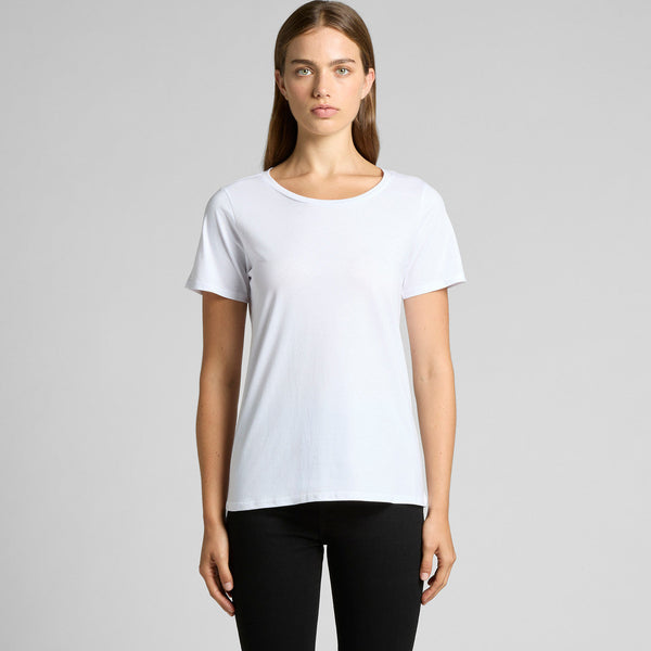 AS Colour Women's Shallow Scoop Tee | 4011 (White)