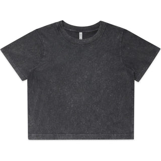 AS Colour 4086 Wo's Stone Wash Heavy Crop Tee - Front View | color:Black Stone|view:front
