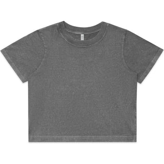 AS Colour 4086 Wo's Stone Wash Heavy Crop Tee - Front View | color:Coal Stone|view:front