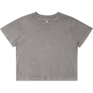 AS Colour 4086 Wo's Stone Wash Heavy Crop Tee - Front View | color:Grey Stone|view:front