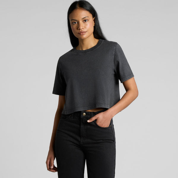 AS Colour Women's Stone Wash Heavy Crop Tee | 4086 (Coal Stone)