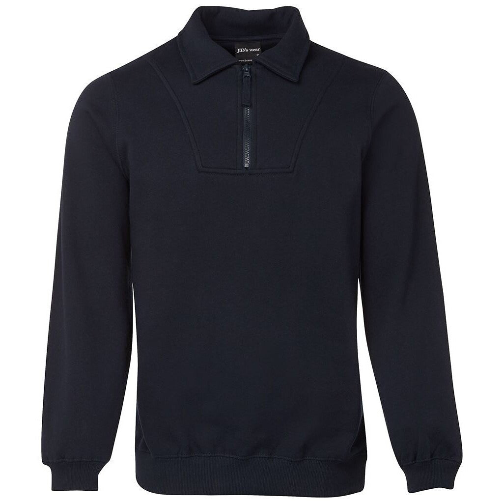 JB's Wear 3FSZ 1/2 Zip Fleecy Sweat - Front View | color:Navy|view:front