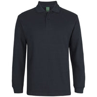 JB's Wear 2PCL 320g L/S Popcorn Cotton Polo - Front View | color:Black|view:front