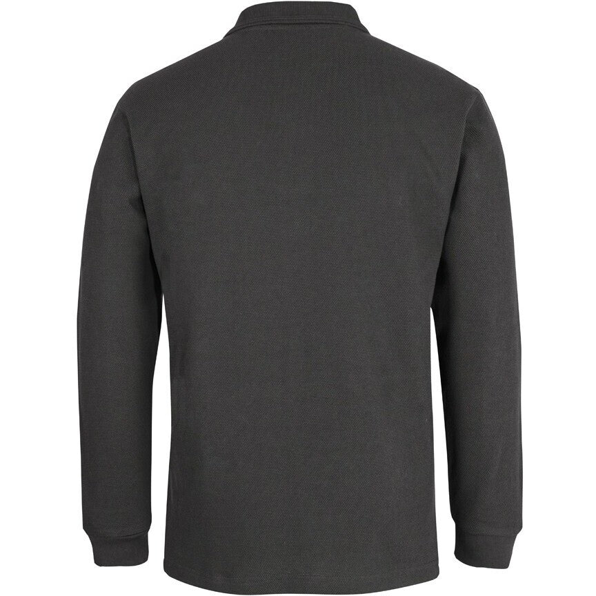 JB's Wear 2PCL 320g L/S Popcorn Cotton Polo - Back View | color:Gunmetal|view:back