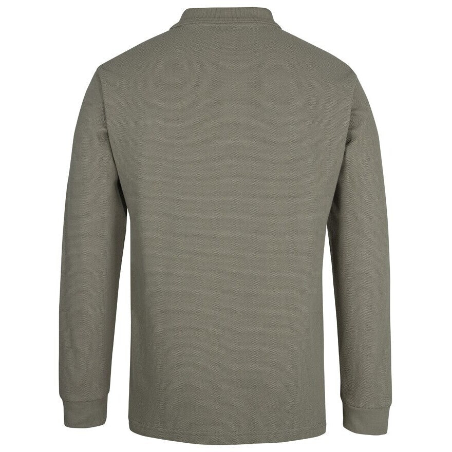JB's Wear 2PCL 320g L/S Popcorn Cotton Polo - Back View | color:Slate|view:back