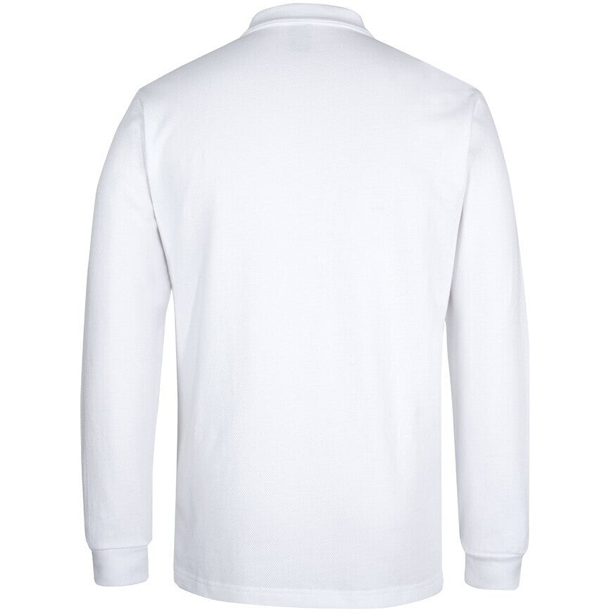 JB's Wear 2PCL 320g L/S Popcorn Cotton Polo - Back View | color:White|view:back